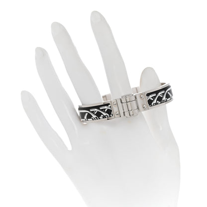 Hermes Enamel Printed Narrow Balades Equestres Positif Negatif Hinged Bracelet M Black 2 of 5