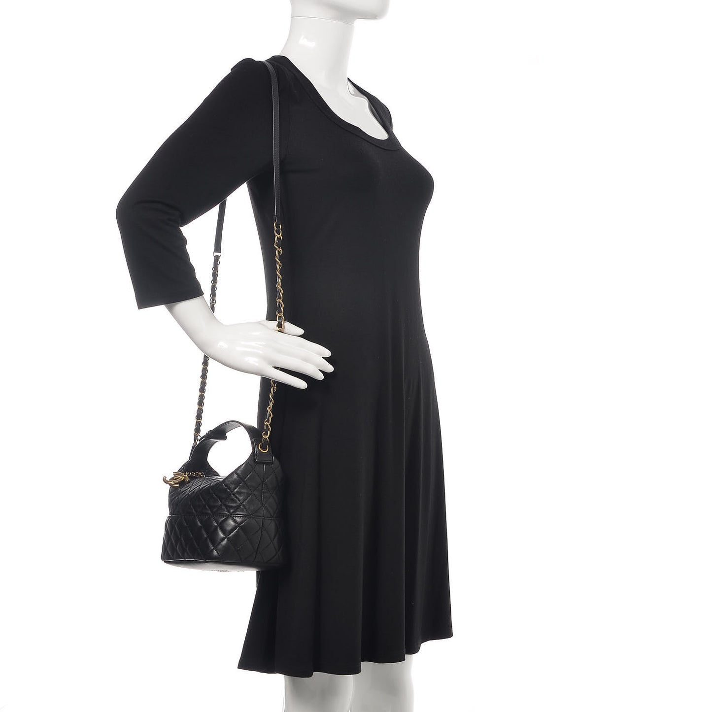 Lambskin Quilted Small Hobo Black