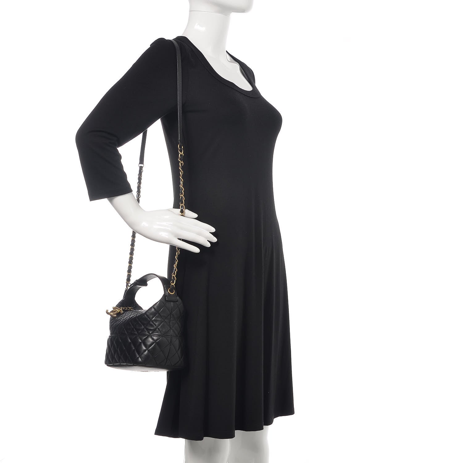 Chanel Lambskin Quilted Small Hobo Black 2 of 9