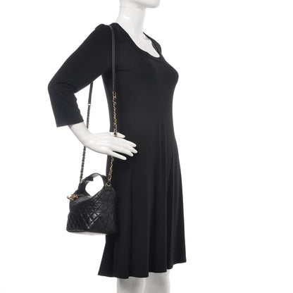 Chanel Lambskin Quilted Small Hobo Black 2 of 9