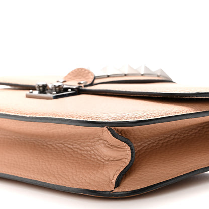 Valentino Garavani Pebbled Calfskin Medium Glam Lock Rockstud Flap Soft Noisette 9 of 10