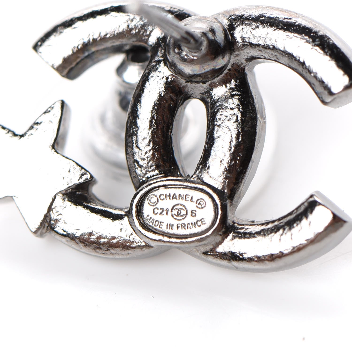 Chanel Crystal CC Starfall Earrings Silver 4 of 5