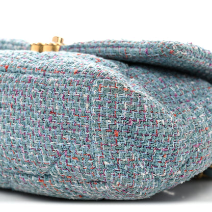 Chanel Tweed Quilted Large Chanel 19 Flap Blue Multicolor 10 of 12