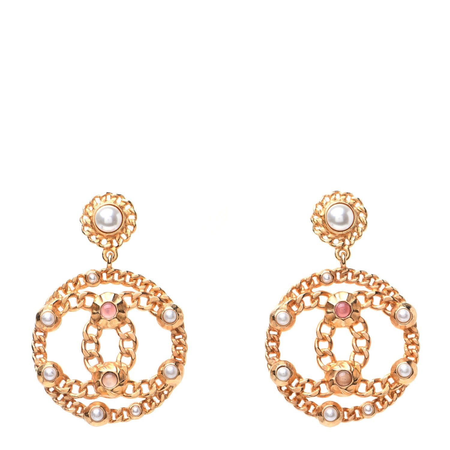 Chanel Pearl Gripoix CC Chain Drop Earrings Gold 1 of 6