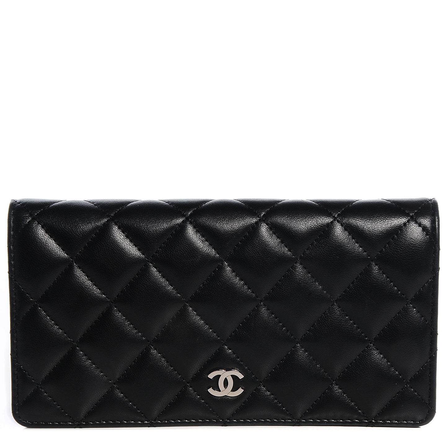 Lambskin Quilted Yen Wallet Black