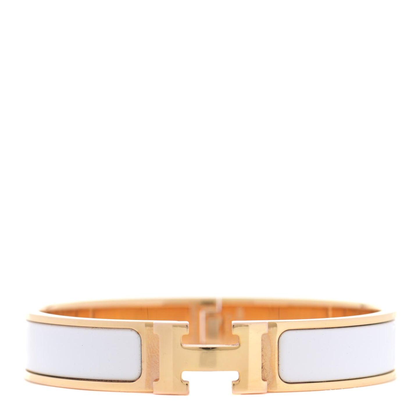Enamel Narrow Clic Clac H Bracelet GM White