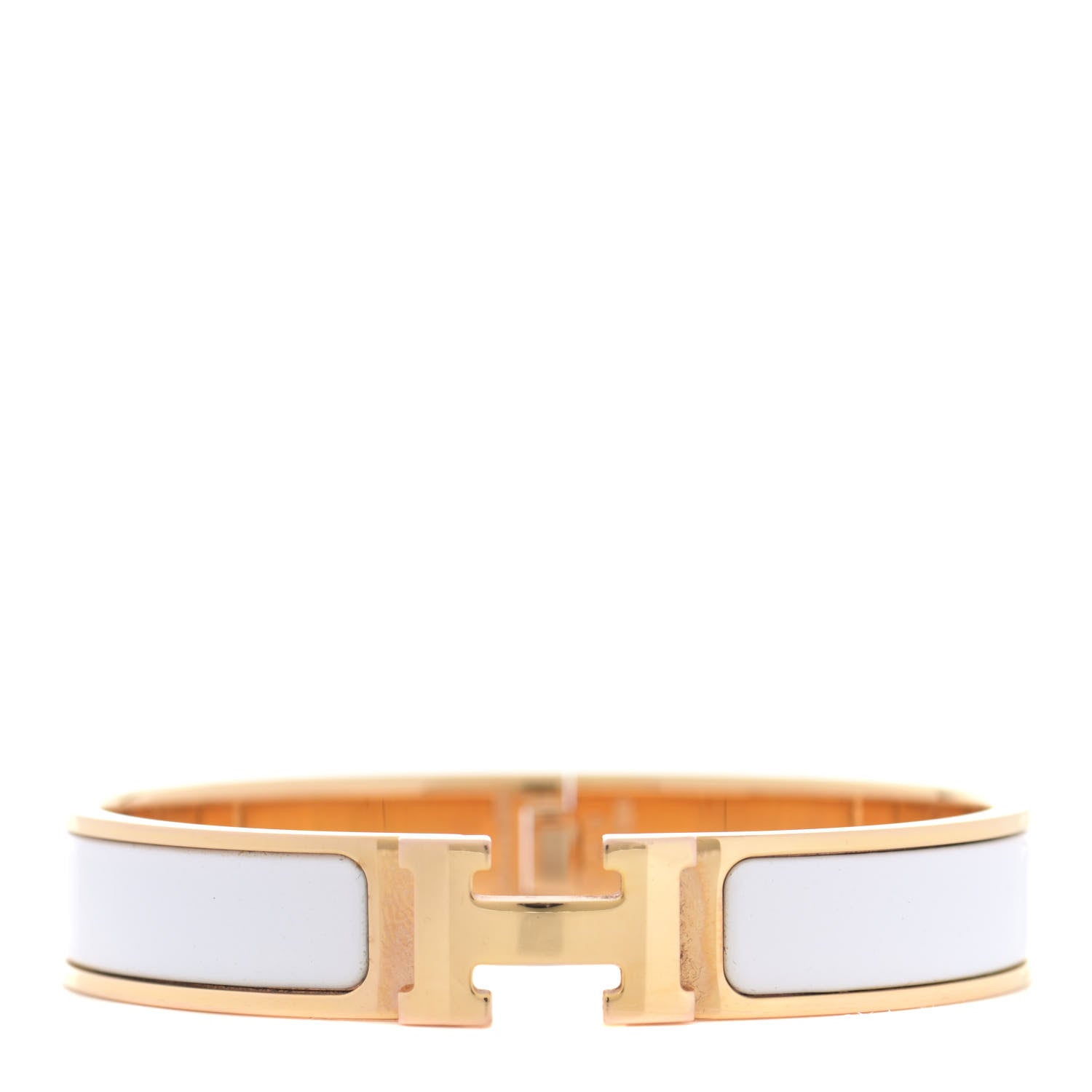 Hermes Enamel Narrow Clic Clac H Bracelet GM White 1 of 5