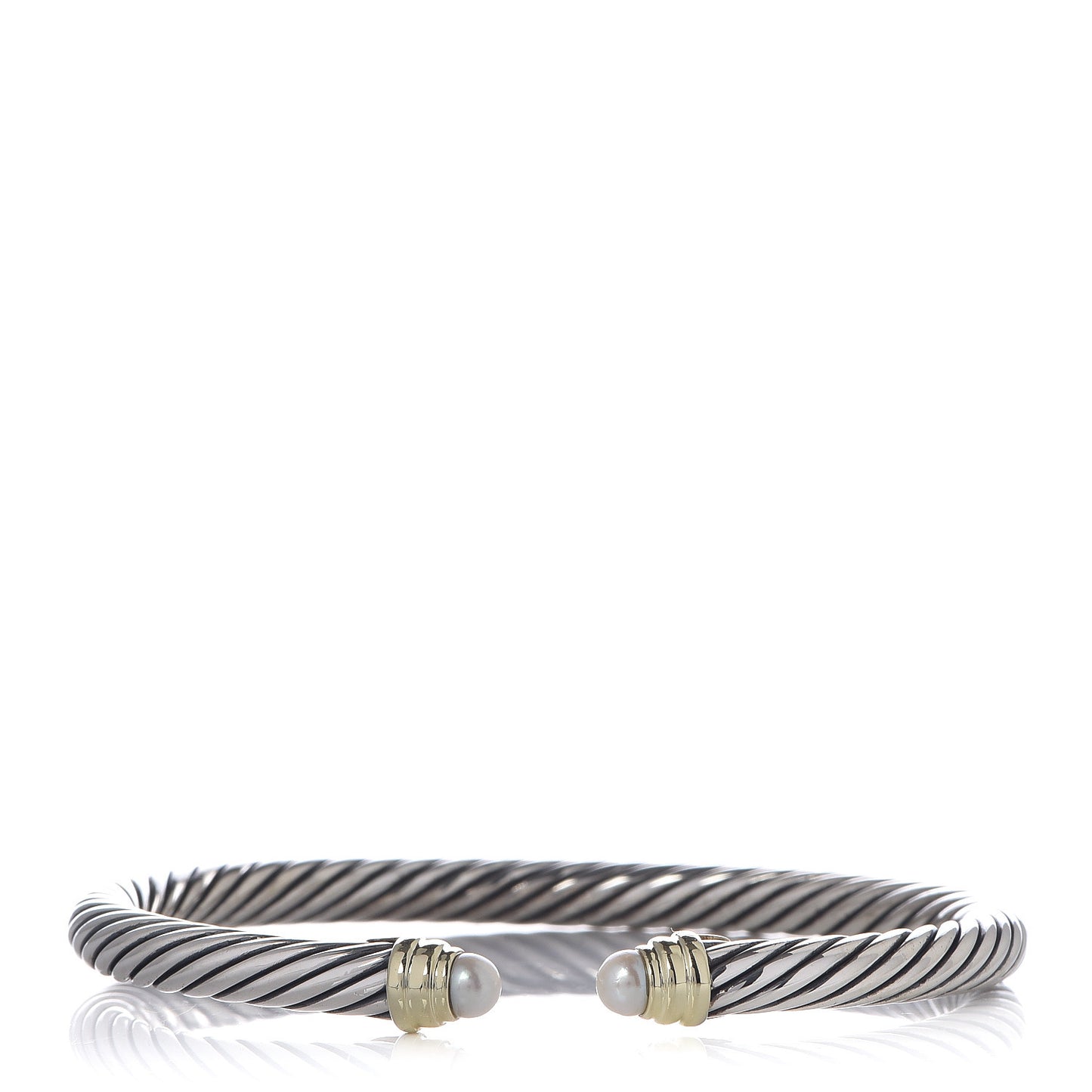 Sterling Silver 14K Yellow Gold Pearl 5mm Cable Classics Petite Color Bracelet