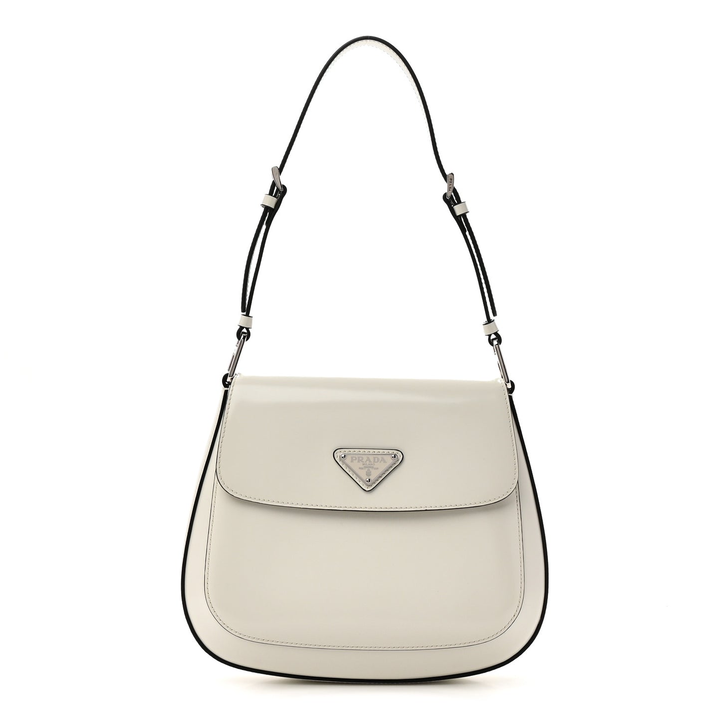 Spazzolato Cleo Flap Adjustable Strap Shoulder Bag White