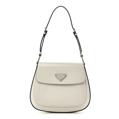 Prada Spazzolato Cleo Flap Adjustable Strap Shoulder Bag White 1 of 9