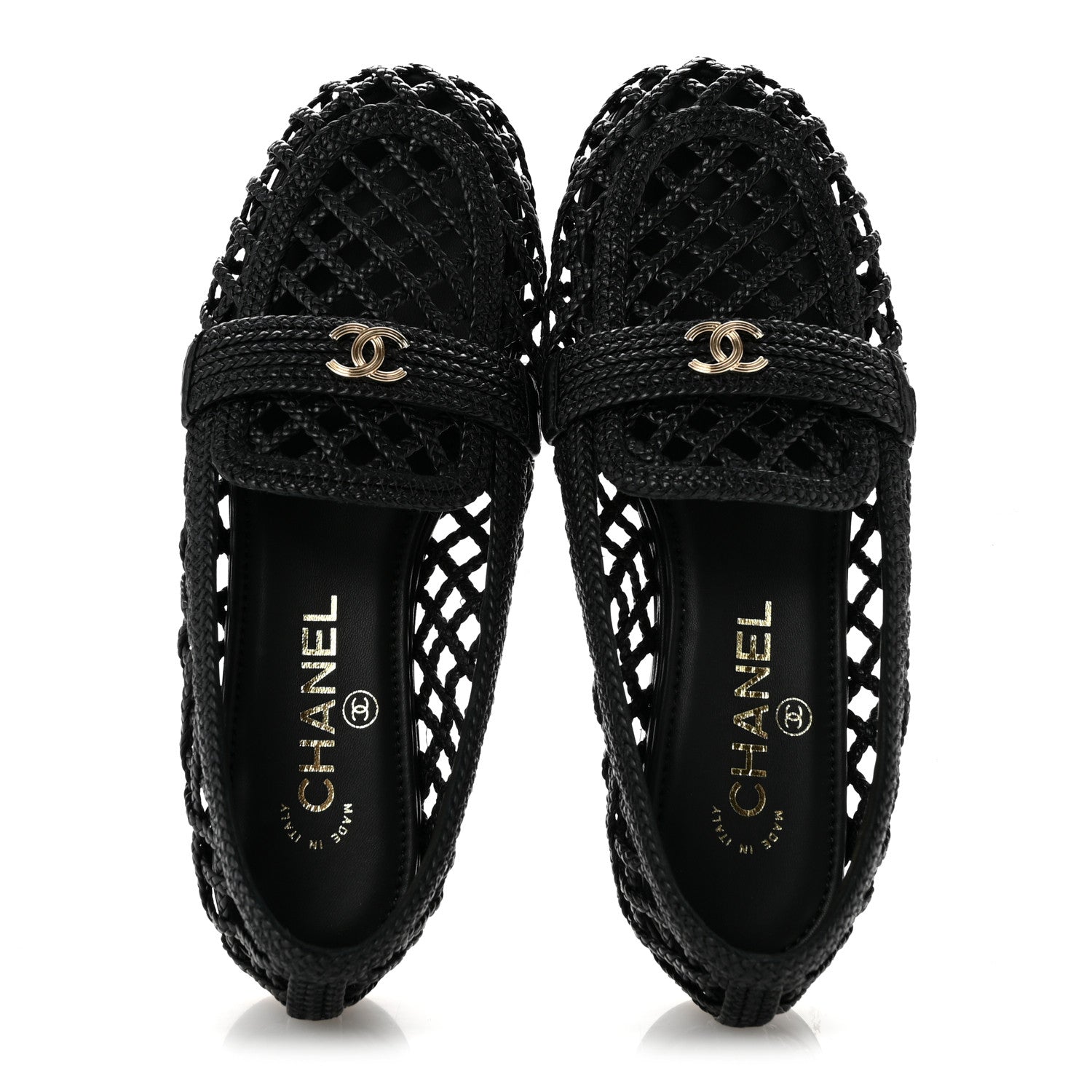Chanel Braided Lambskin CC Mocassin Loafers 39 Black 2 of 9
