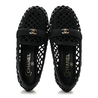 Chanel Braided Lambskin CC Mocassin Loafers 39 Black 2 of 9