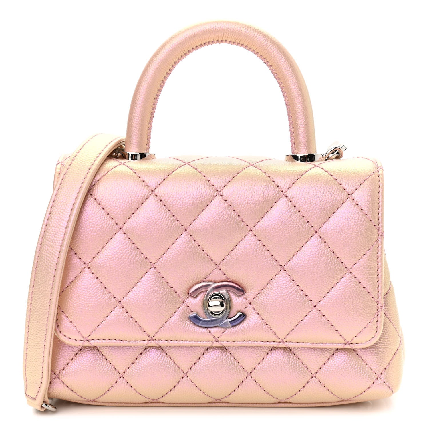 Chanel Iridescent Caviar Quilted Extra Mini Coco Handle Flap Light Pink 1 of 11