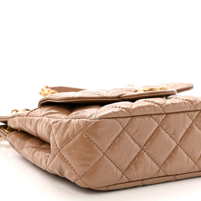 Chanel Shiny Crumpled Calfskin Quilted Small Wavy CC Hobo Dark Beige 9 of 10