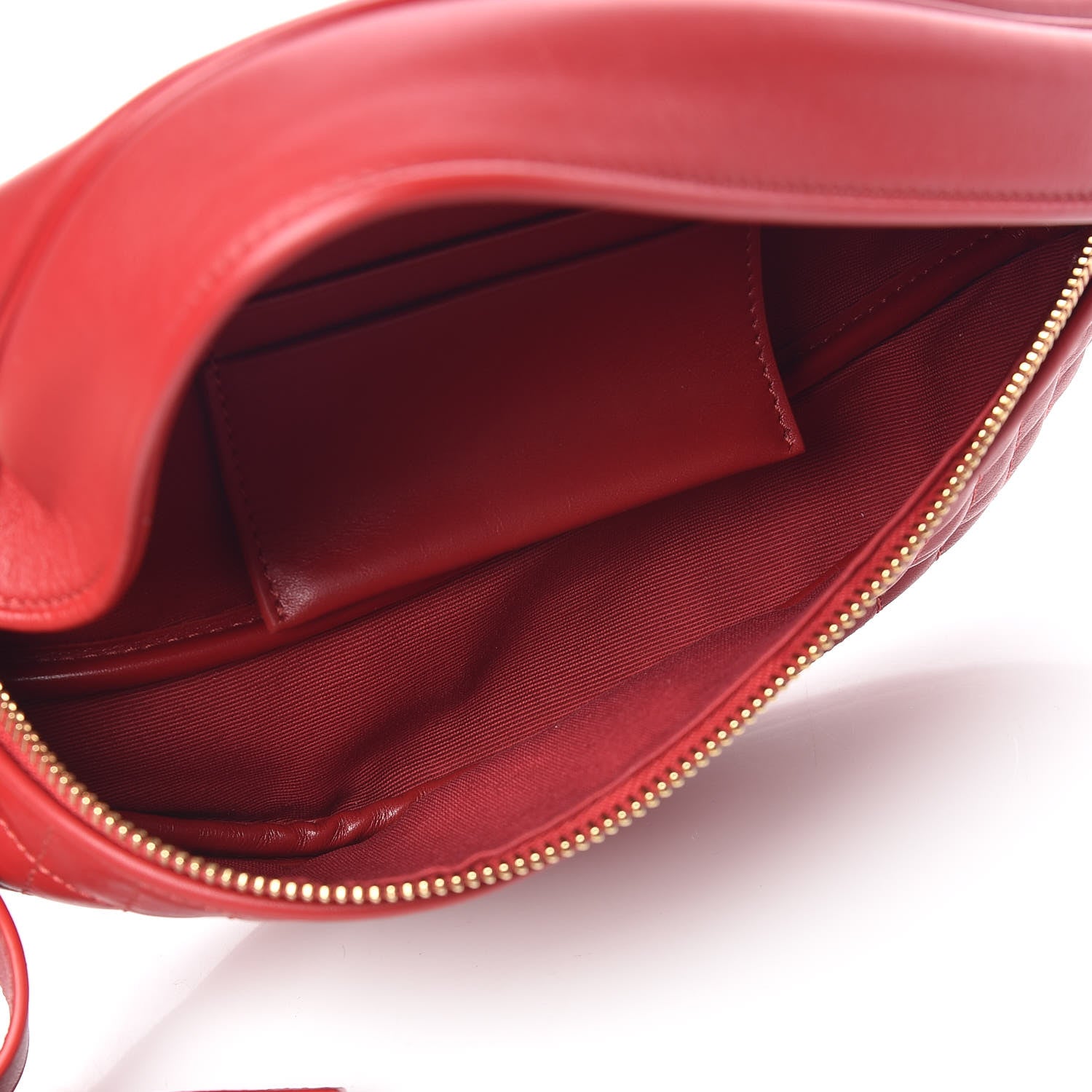 Celine Calfskin Quilted C Charm Belt Bag Red 5 of 10