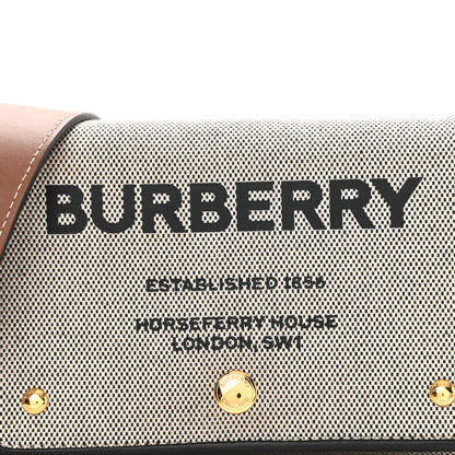 Burberry Cotton Canvas Horseferry Print Small Crossbody Bag Grey Tan 8 of 11
