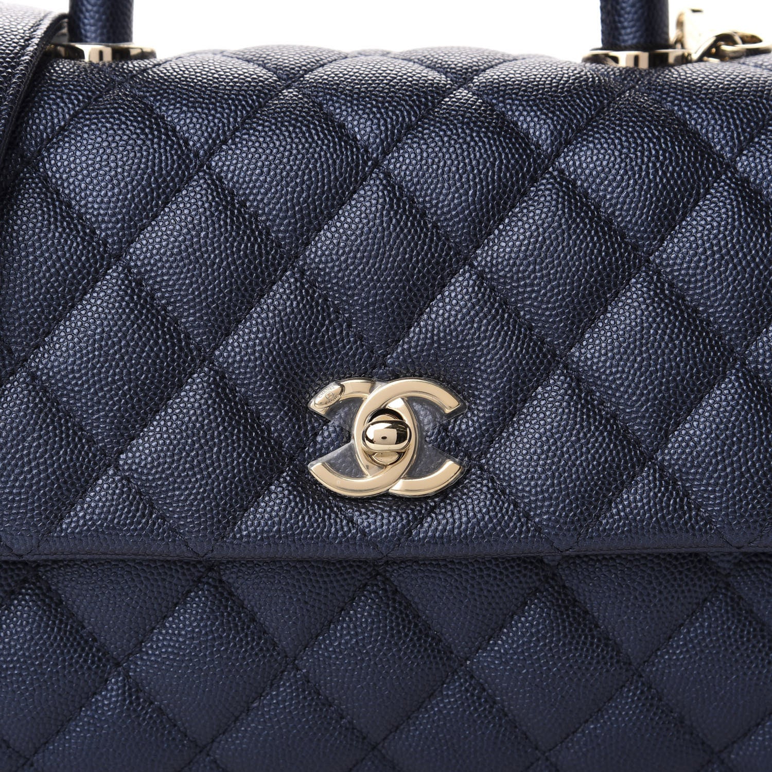 Chanel Iridescent Caviar Quilted Mini Coco Handle Flap Dark Blue 10 of 11
