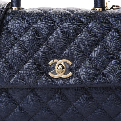 Chanel Iridescent Caviar Quilted Mini Coco Handle Flap Dark Blue 10 of 11
