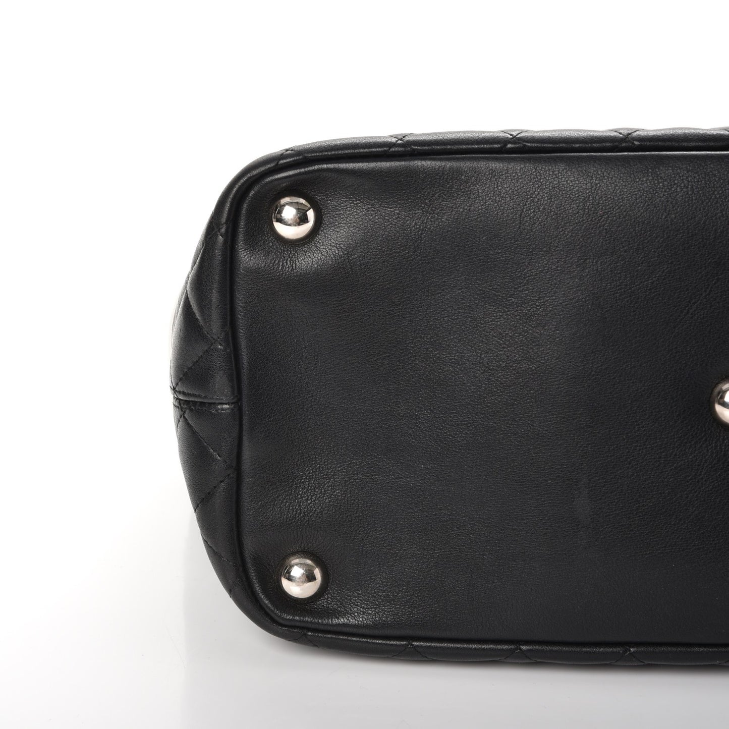 Calfskin Quilted Large Cambon Tote Black White