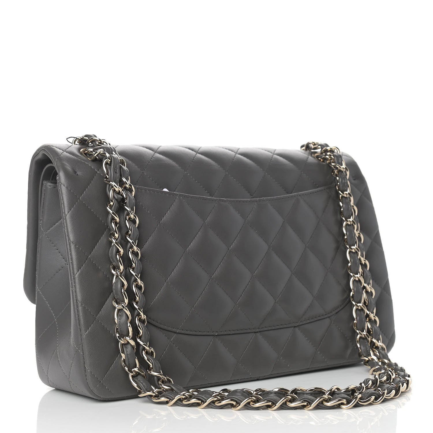 Chanel Lambskin Quilted Jumbo Double Flap Grey 3 of 10