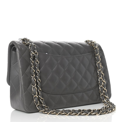 Chanel Lambskin Quilted Jumbo Double Flap Grey 3 of 10