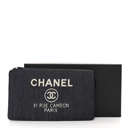 Chanel Denim Small Deauville Zipped Pouch Dark Blue 12 of 12