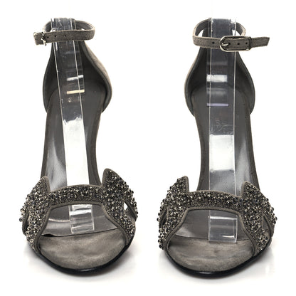 Hermes Suede Goatskin Crystal Premiere 105 Sandals 38 Grey 2 of 7