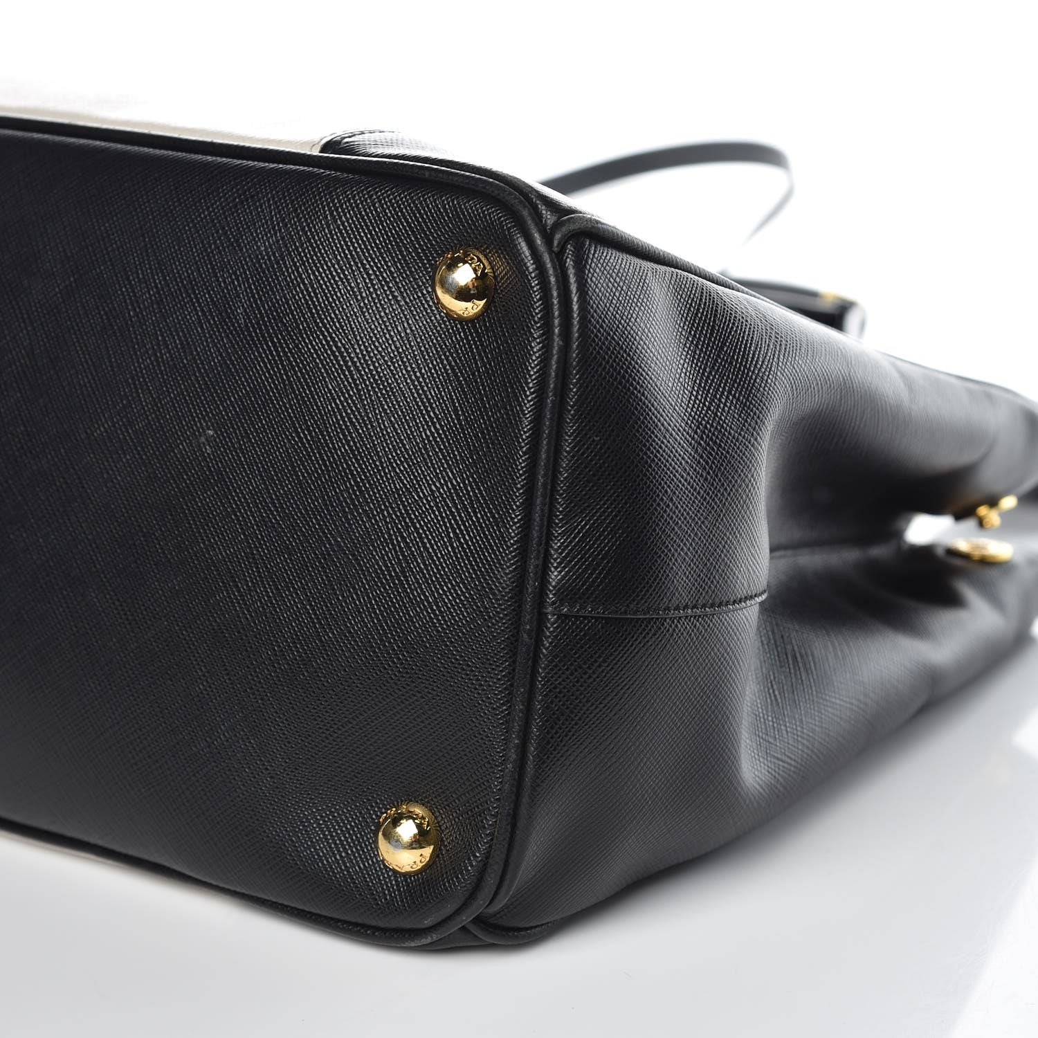 Prada Saffiano Lux Colorblock Medium Galleria Double Zip Tote Black Talco 13 of 16