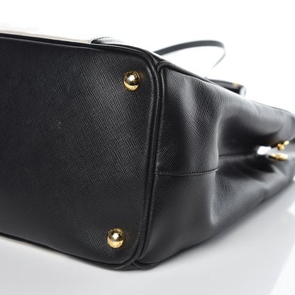 Prada Saffiano Lux Colorblock Medium Galleria Double Zip Tote Black Talco 13 of 16