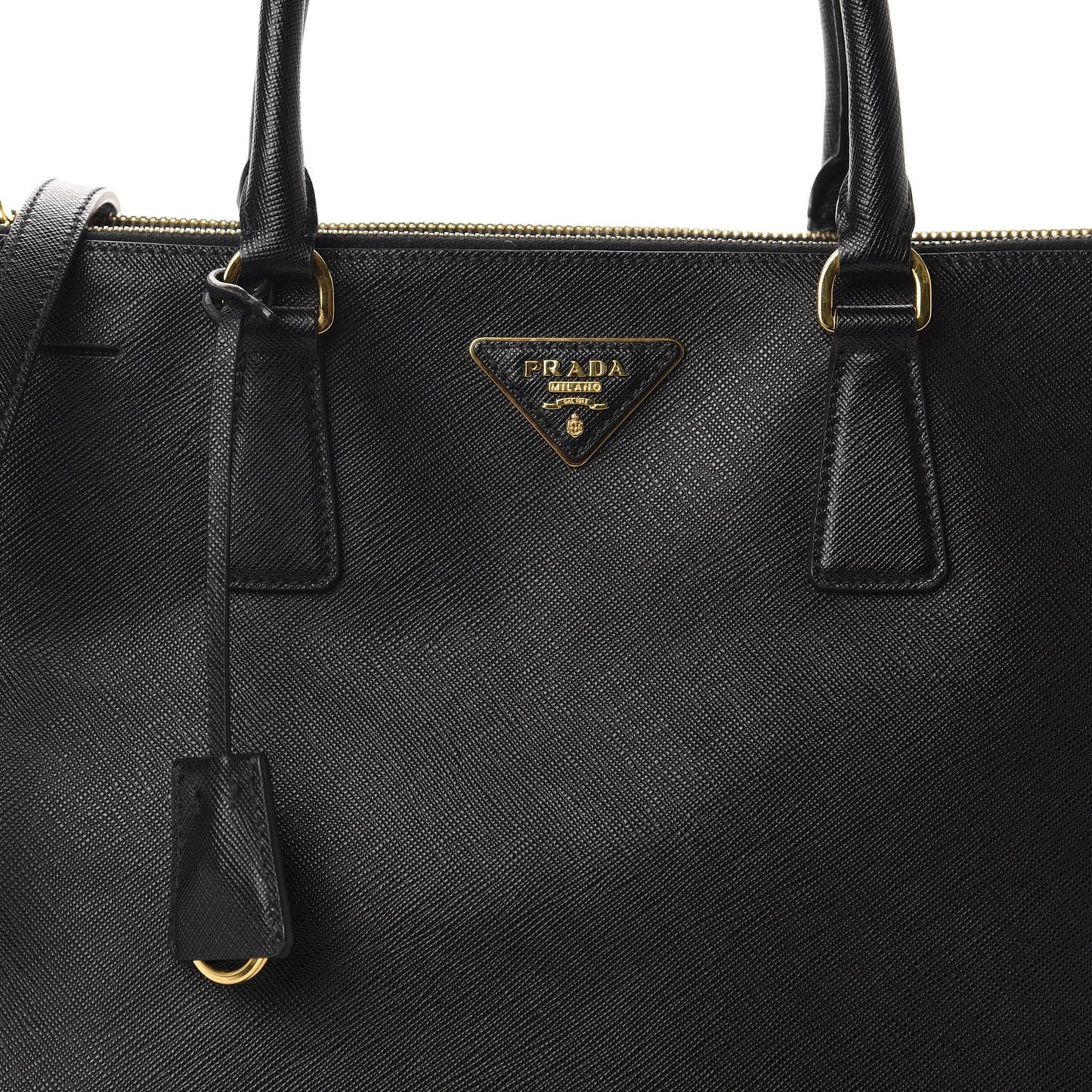 Saffiano Medium Galleria Double Zip Tote Black