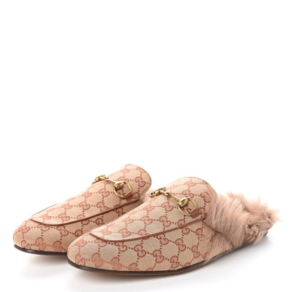 Gucci GG Monogram Fur Mens Princetown Slippers 10 Beige Ruggine Rust 3 of 7