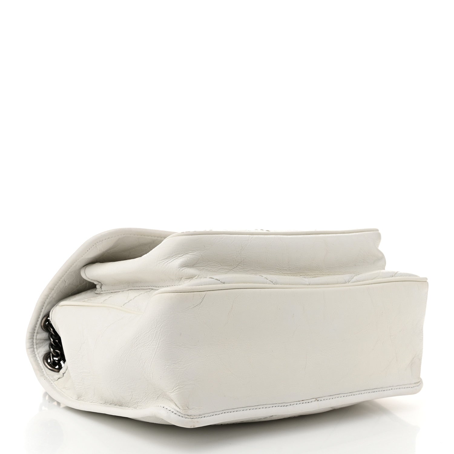 Saint Laurent Crinkled Calfskin Matelasse Monogram Medium Niki Chain Satchel Ivory 4 of 12