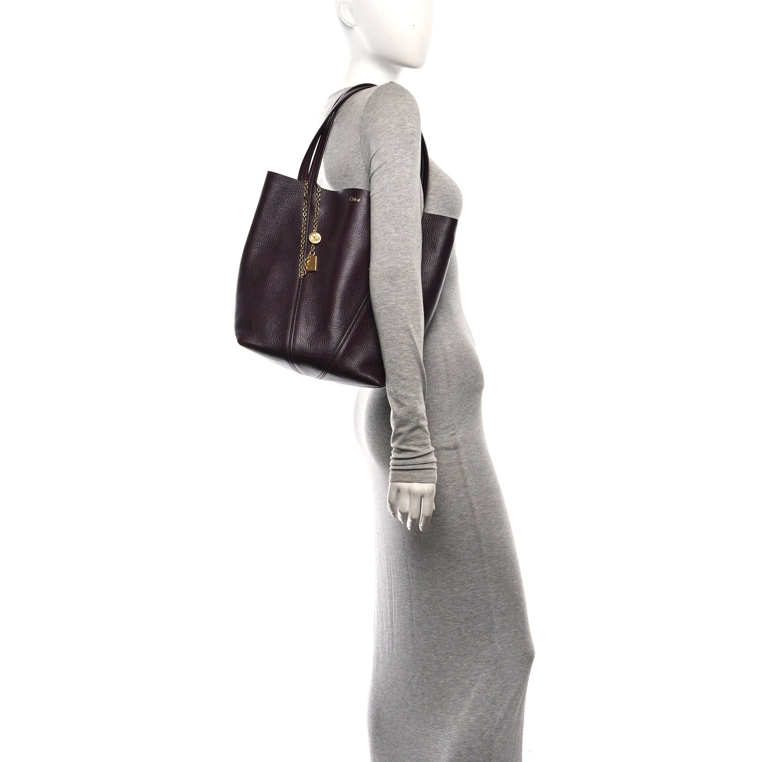 Chloe Grained Calfskin Medium Spin Tote Perfect Plum 2 of 9