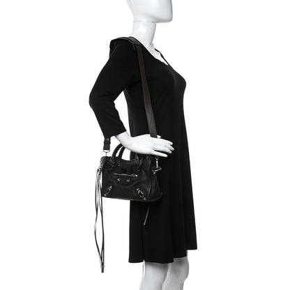 Balenciaga Vibrato Calfskin Classic Silver Hardware Mini City Marron 3 of 9