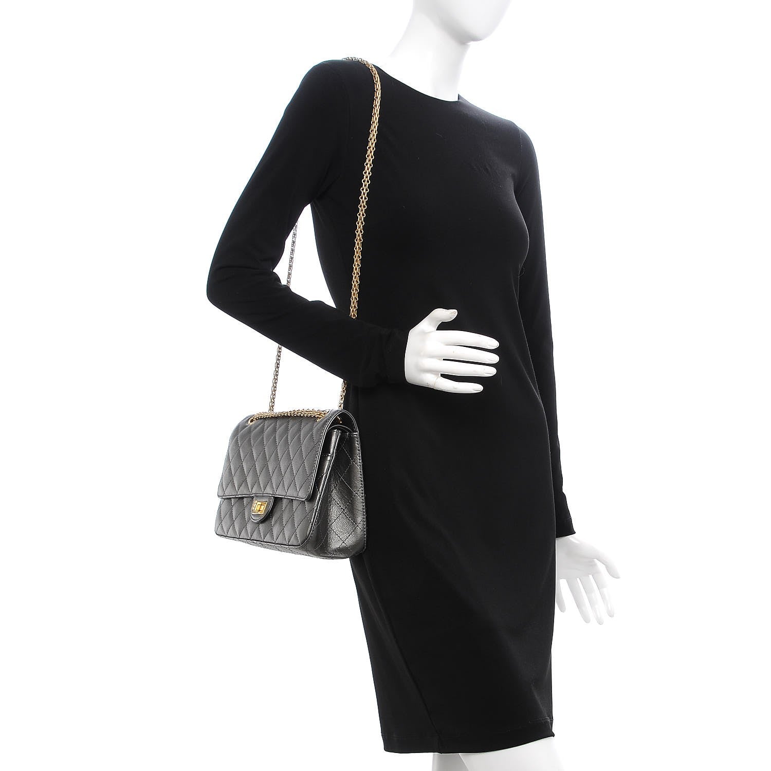 Chanel Metallic Calfskin Quilted 2.55 Reissue 226 Flap Charcoal 2 of 8