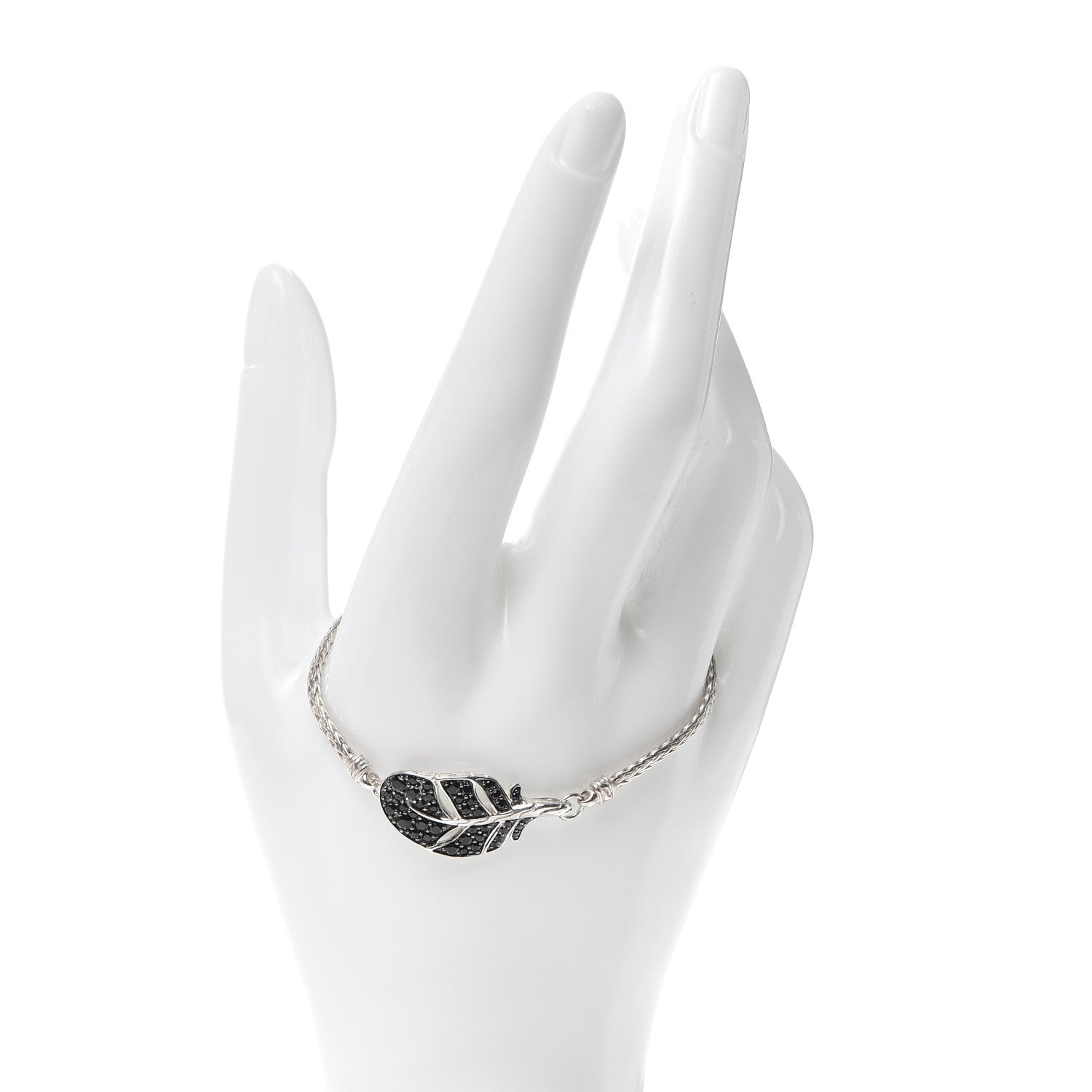 John Hardy Sterling Silver Black Sapphire Leaf Chain Bracelet 2 of 5