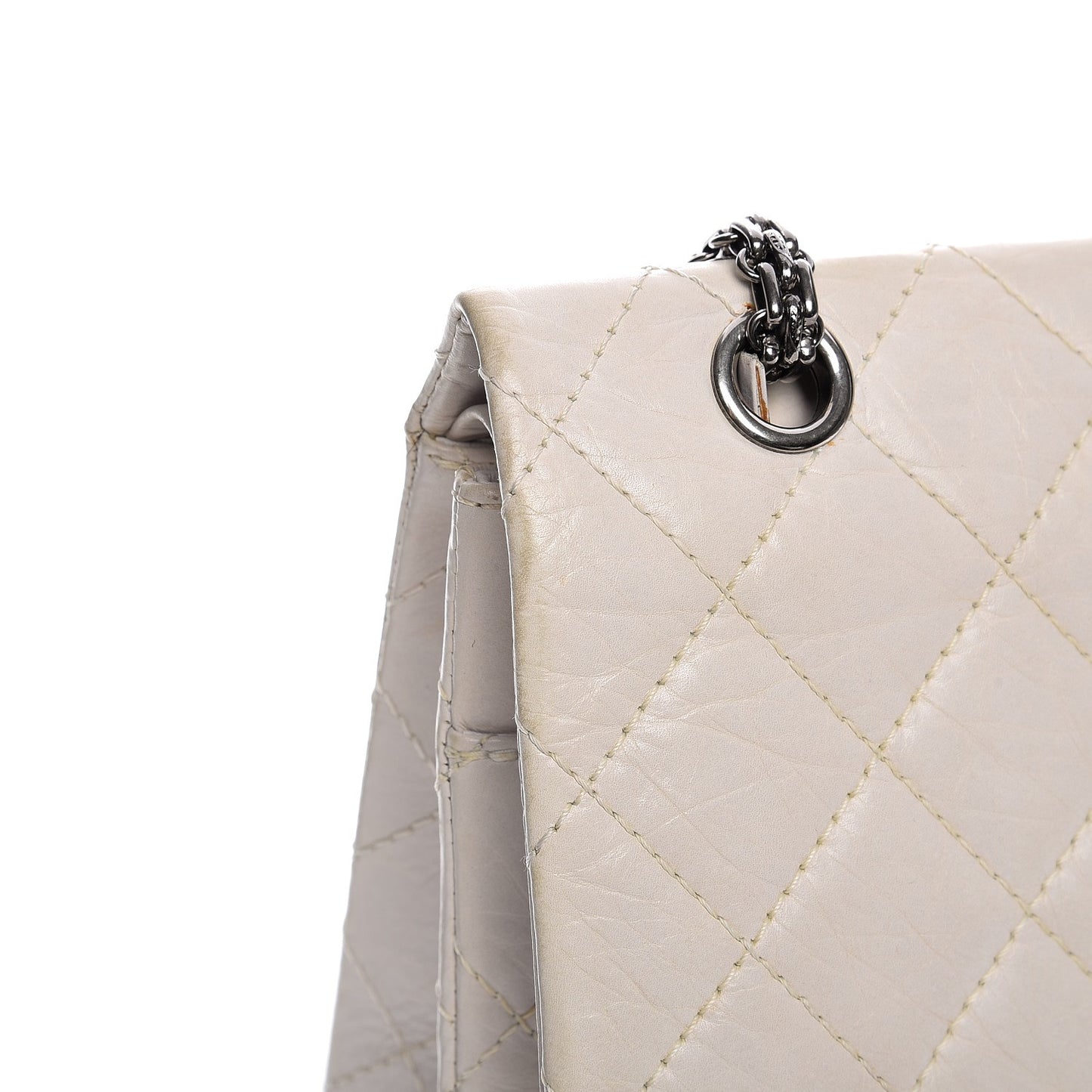Aged Calfskin Quilted 2.55 Reissue 227 Flap White
