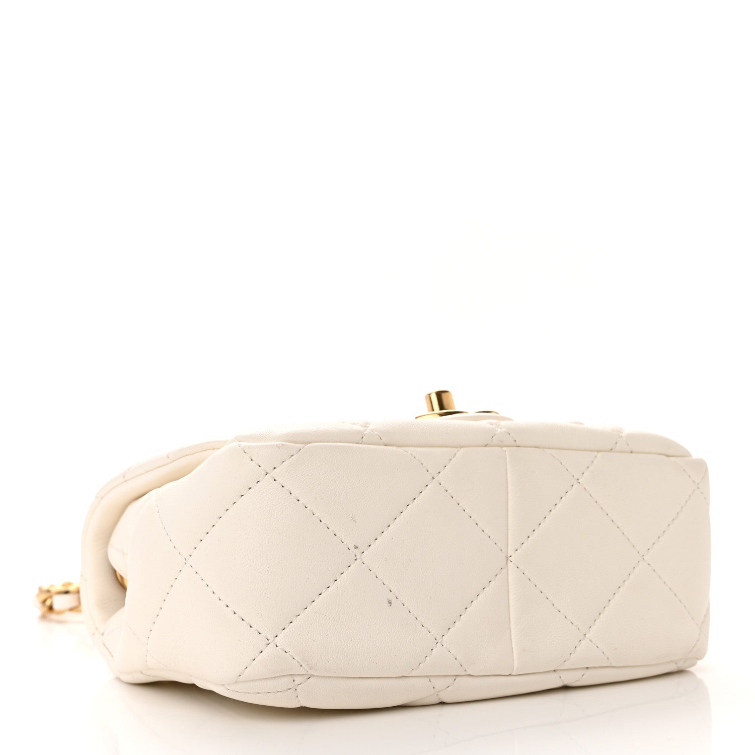 Chanel Lambskin Quilted Logo Mini Flap With Handle White 4 of 20