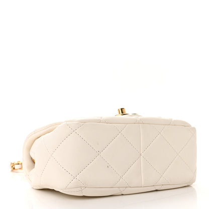 Chanel Lambskin Quilted Logo Mini Flap With Handle White 4 of 20