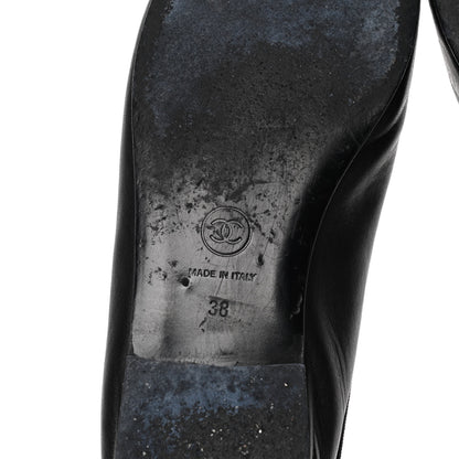 Chanel Lambskin Patent Cap Toe Ballerina Flats 38 Black 9 of 9