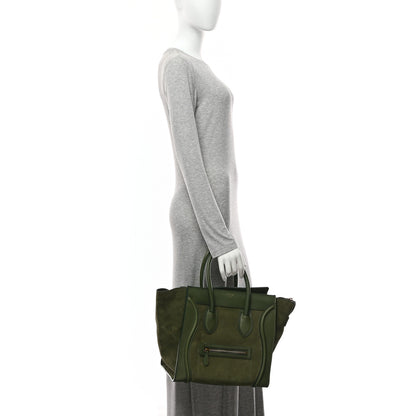 Celine Smooth Calfskin Suede Mini Luggage Green 2 of 10