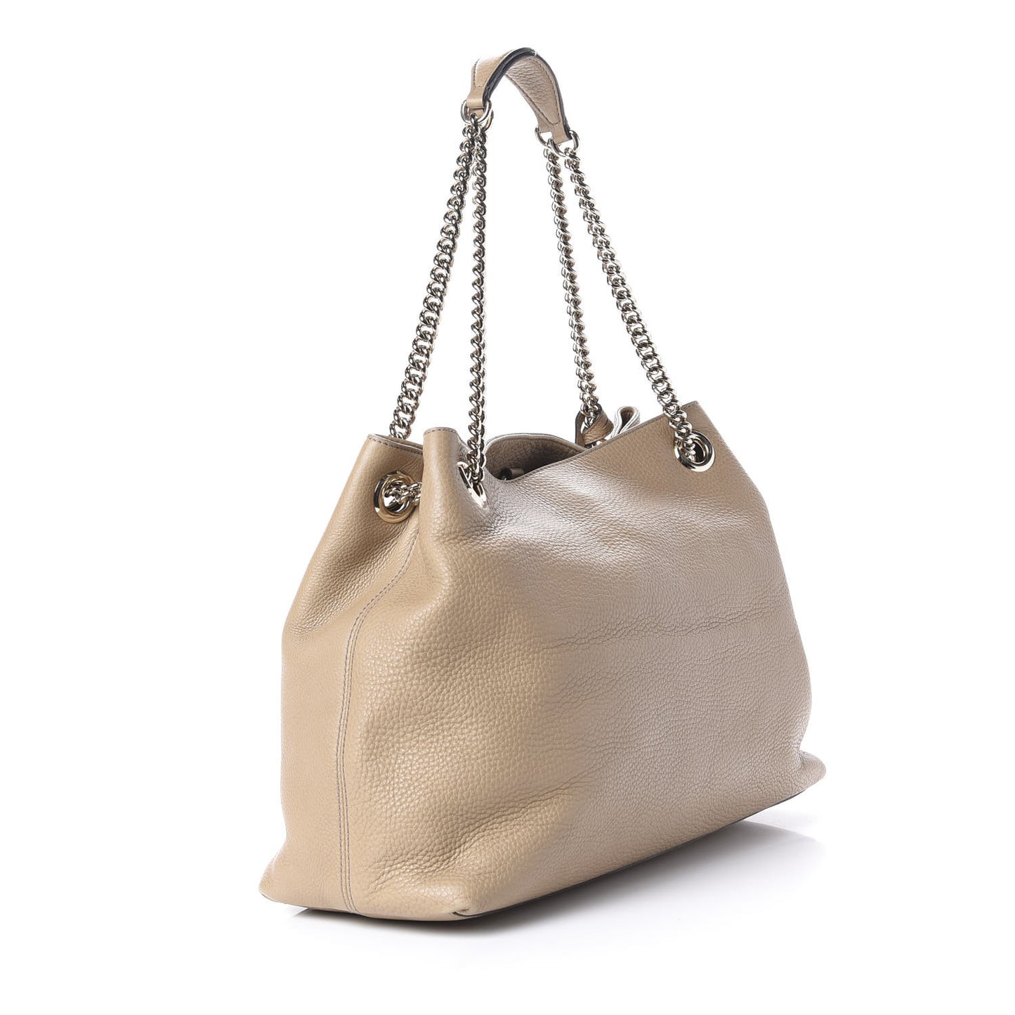 Pebbled Calfskin Medium Soho Chain Shoulder Bag Beige