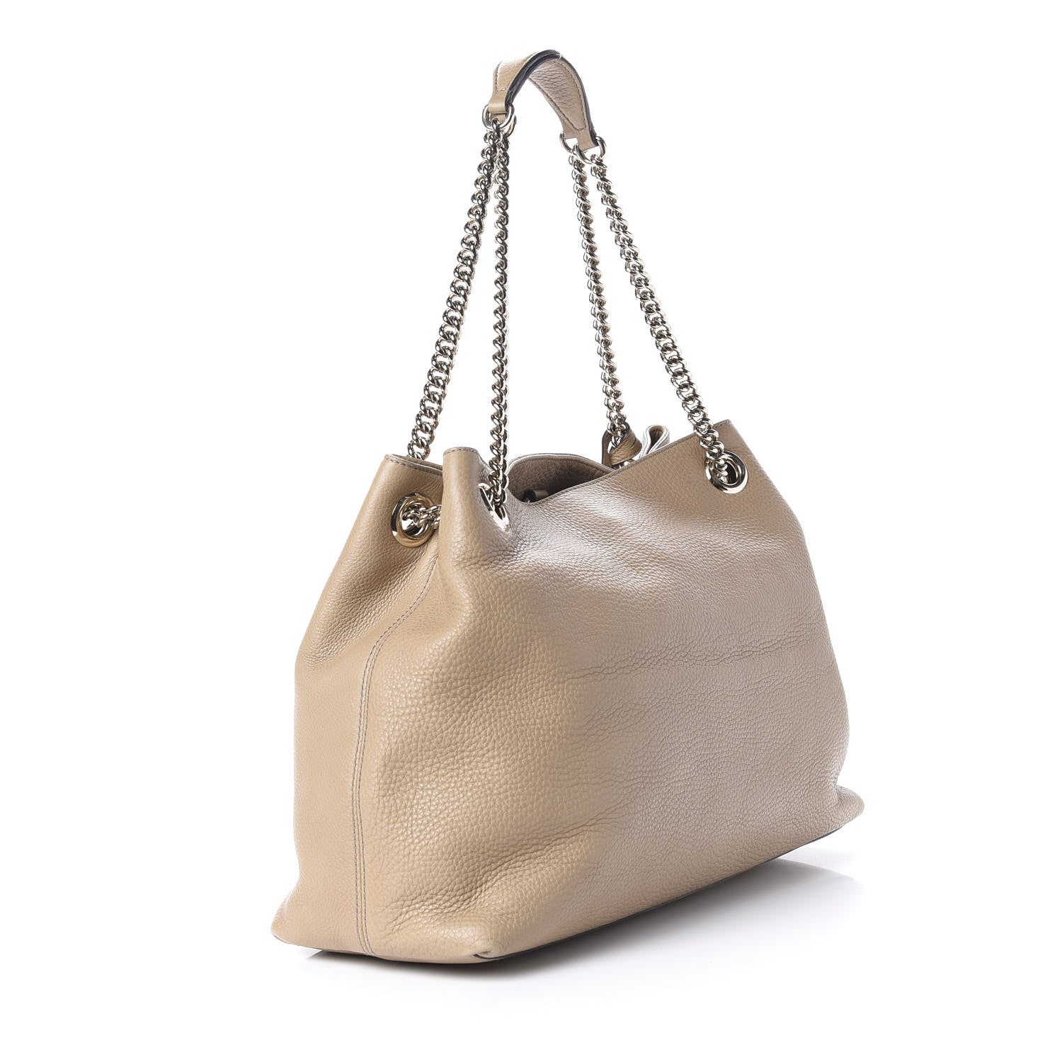 Gucci Pebbled Calfskin Medium Soho Chain Shoulder Bag Beige 3 of 12