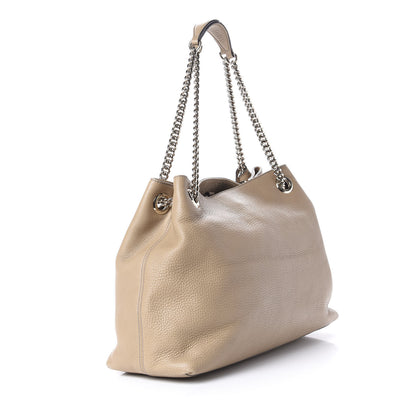 Gucci Pebbled Calfskin Medium Soho Chain Shoulder Bag Beige 3 of 12