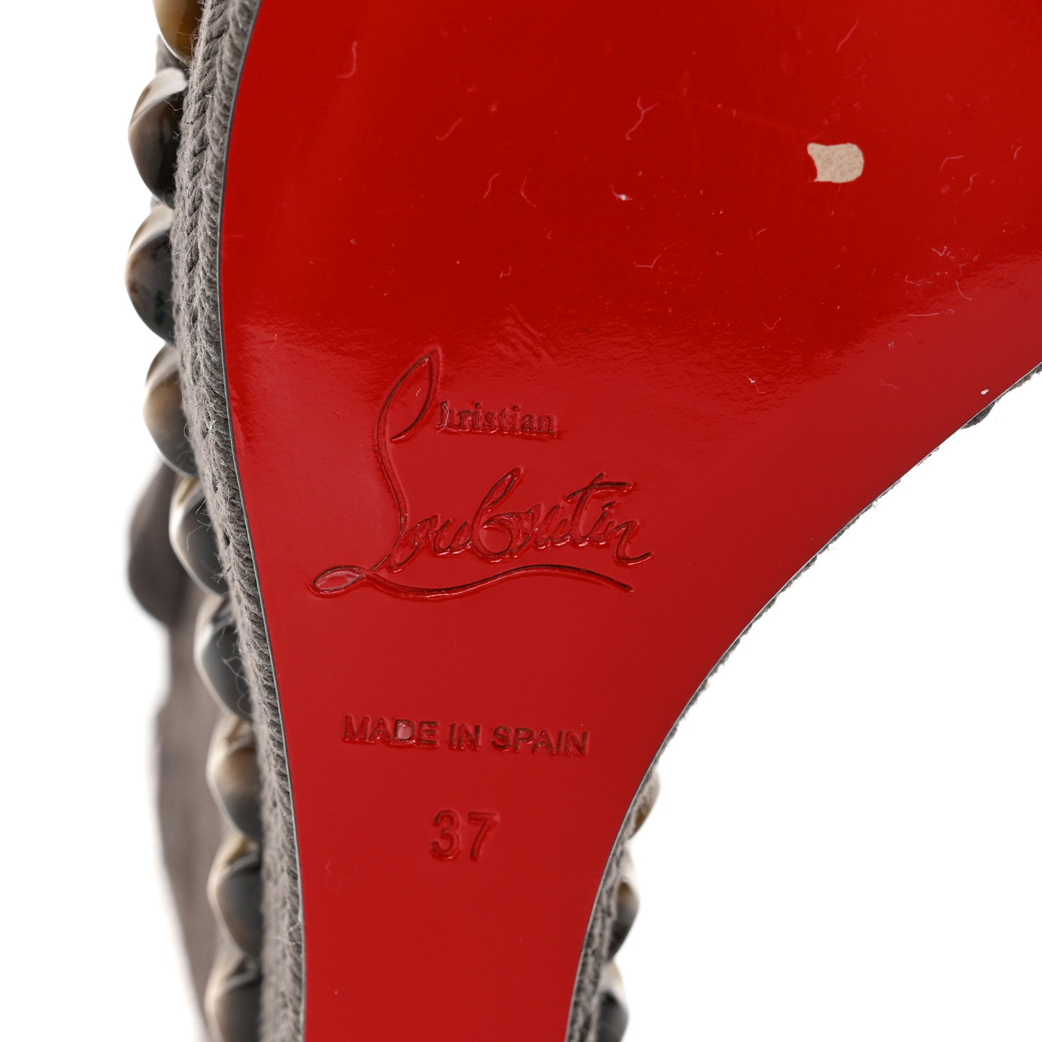 Christian Louboutin Veau Velours Cataclou 120 Wedge Sandals 37 Sand 6 of 7