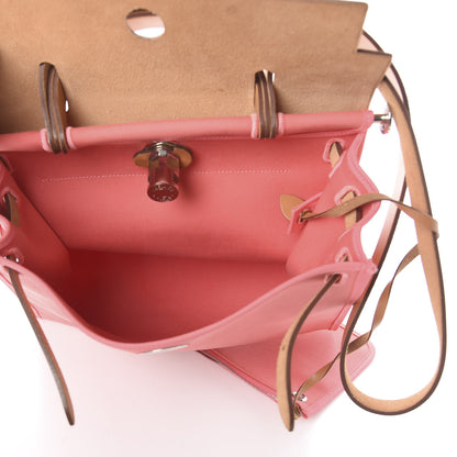 Hermes Vache Hunter Toile Herbag Zip 31 PM Rose Azalee Natural 5 of 8