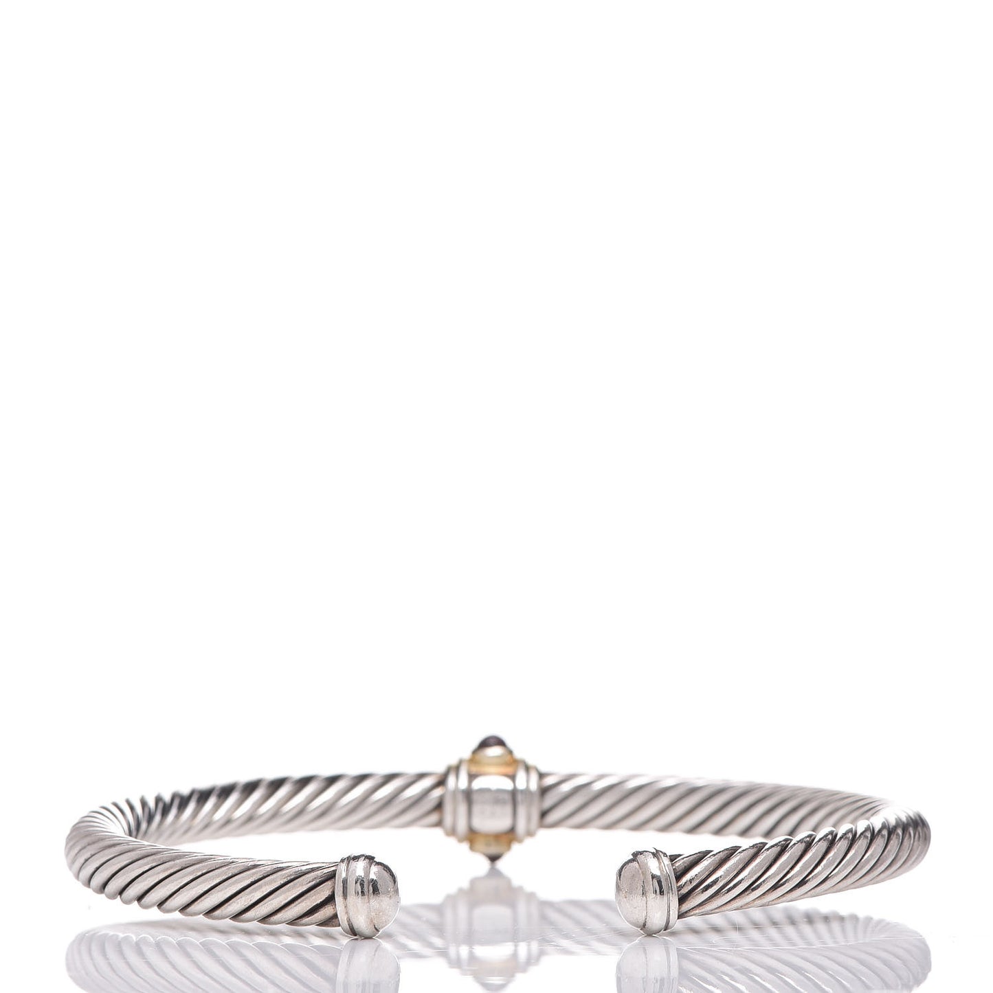Sterling Silver 14K Yellow Gold Citrine Rhodolite Garnet 5mm Cable Renaissance Station Bracelet