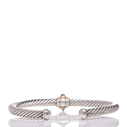 David Yurman Sterling Silver 14K Yellow Gold Citrine Rhodolite Garnet 5mm Cable Renaissance Station Bracelet 3 of 5