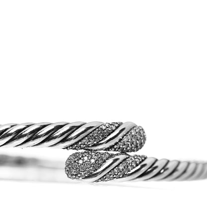 David Yurman Sterling Silver Diamond 12mm Willow Open Single Row Bracelet 4 of 4