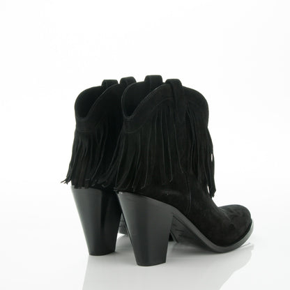 Saint Laurent Suede Fringe Curtis 80 Ankle Boots 39 Black 4 of 6